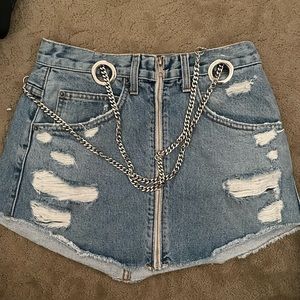 LF Carmar Denim Skirt with chains